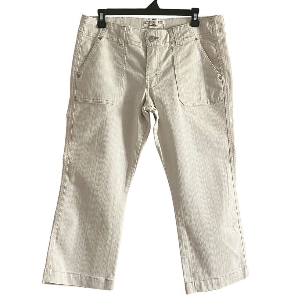 Levi‎ Strauss Signature Stretch Crop Pants Beige Casual Comfort Size 10